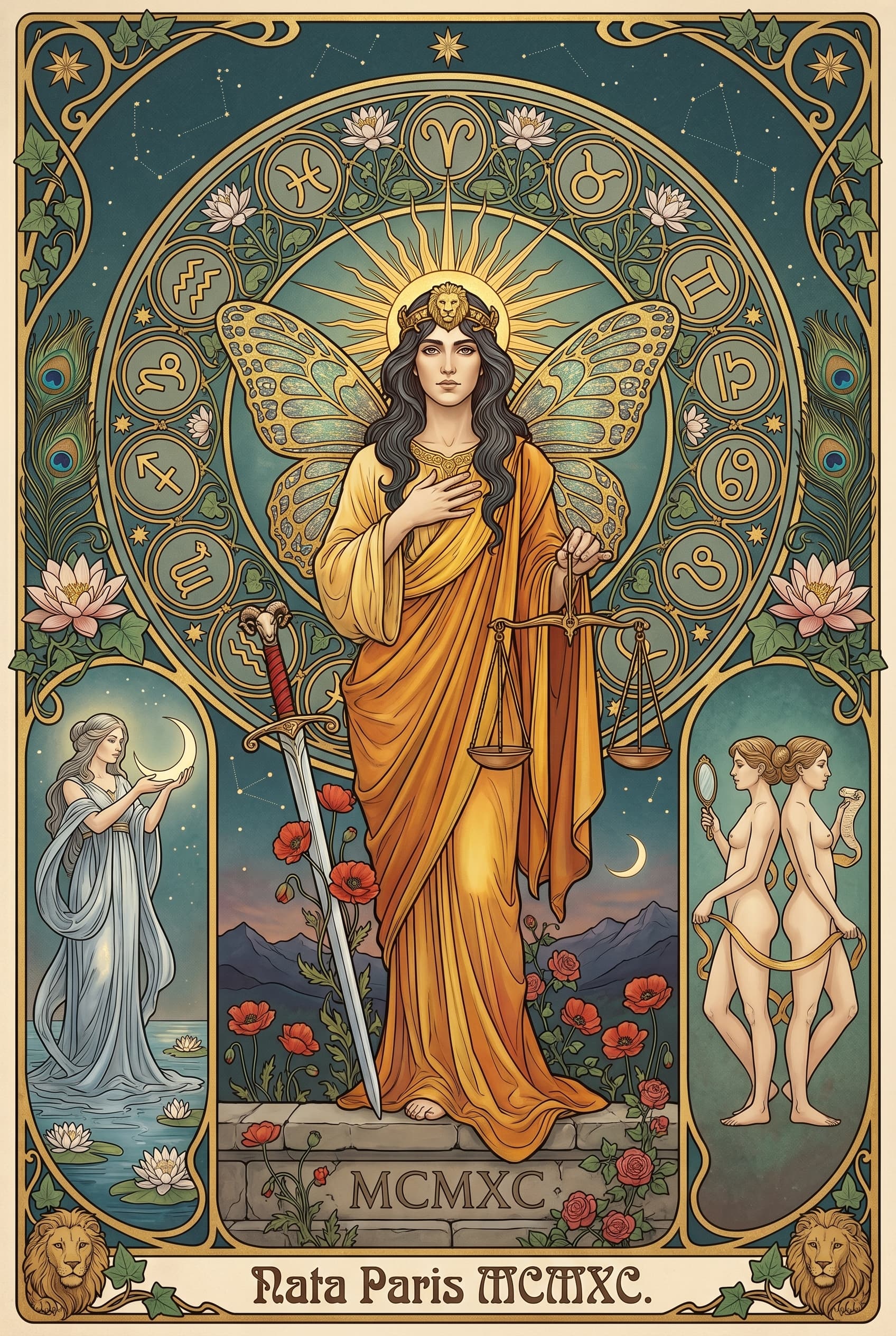 Rising portrait mockup — a Renaissance-style figure evoking the Ascendant